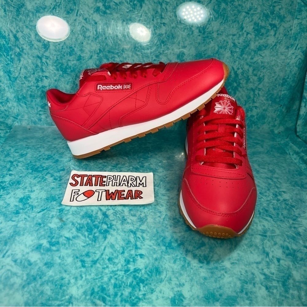 Reebok Classic Leather Red Men’s Low Top Athletic Shoes Sneakers Size